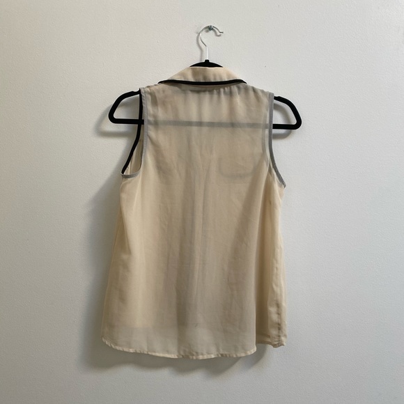 Chloe K Contrast Trim Sleeveless Chiffon Blouse S - Picture 3 of 3